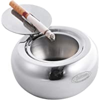 Cenicero- Newness acero inoxidable Cenicero con tapa- cenicero para interior o exterior uso- soporte de ceniza de…